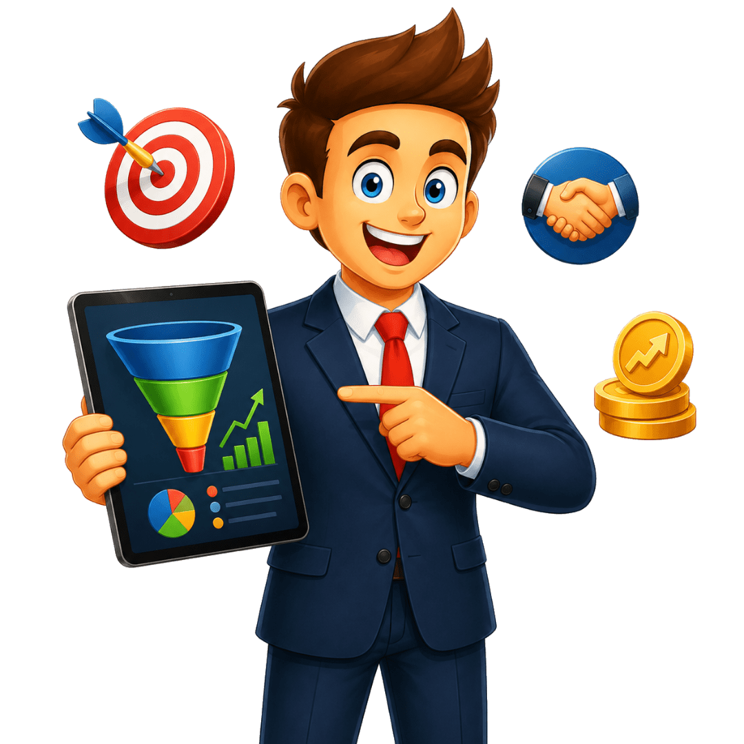 Consultor de marketing y ventas en Cancún analizando un embudo comercial, objetivos y crecimiento de negocio.