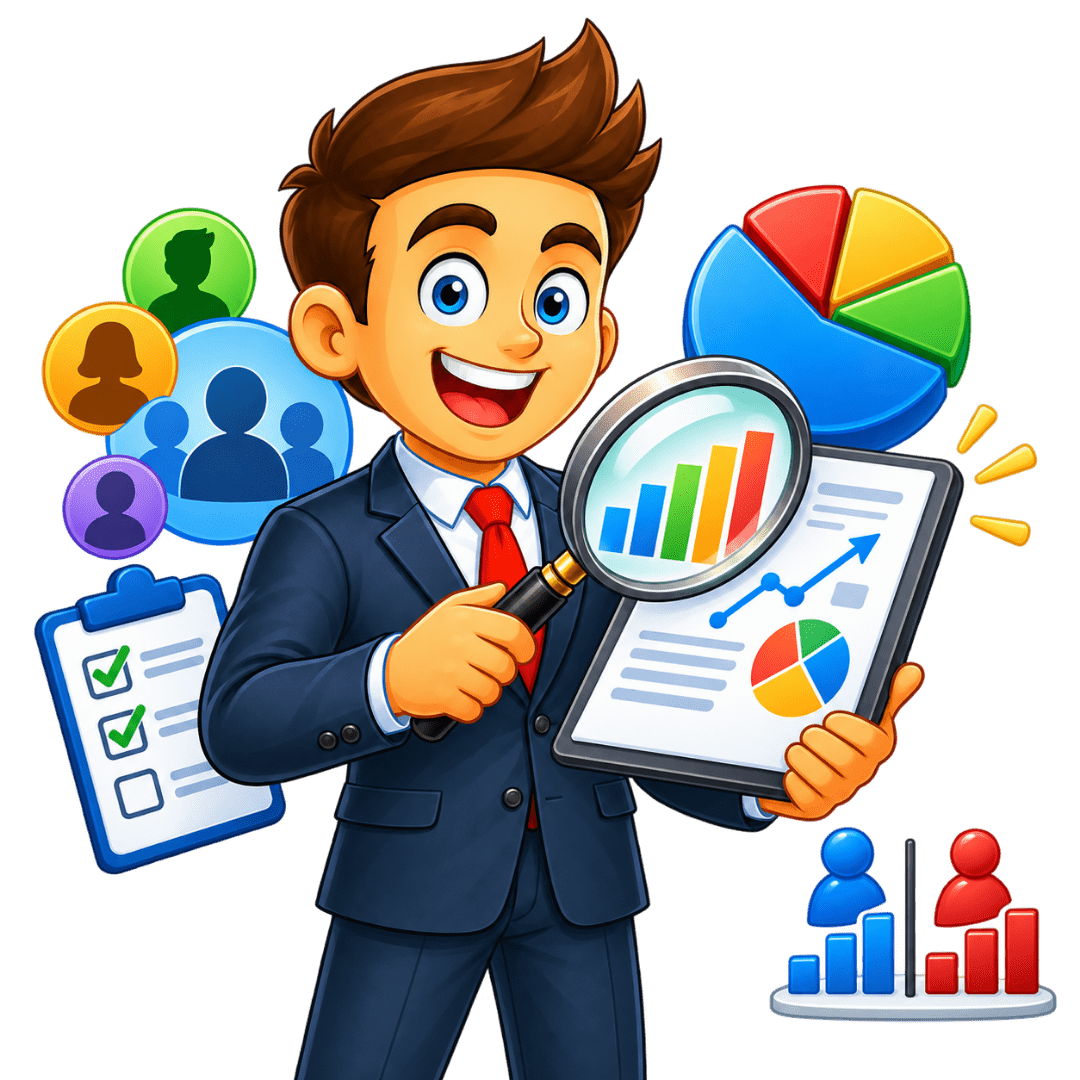 Especialista realizando un estudio de mercado en Cancún mediante el análisis de consumidores, encuestas, tendencias, gráficas y competencia.